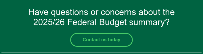 Have questions or concerns about the 2025/26 Federal Budget summary?