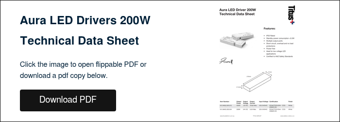 Aura LED Drivers 200W Technical Data Sheet &nbsp; Click the image to open flippable PDF or download a pdf copy below. &nbsp;