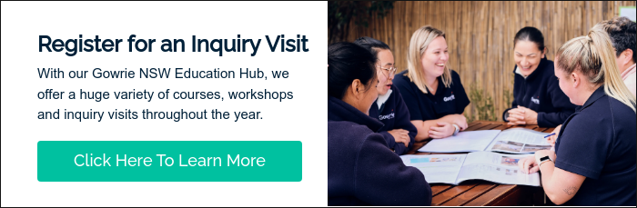 Register for an Inquiry Visit With our Gowrie NSW Education Hub, we offer a huge variety of courses, workshops and inquiry visits throughout the year. &nbsp;