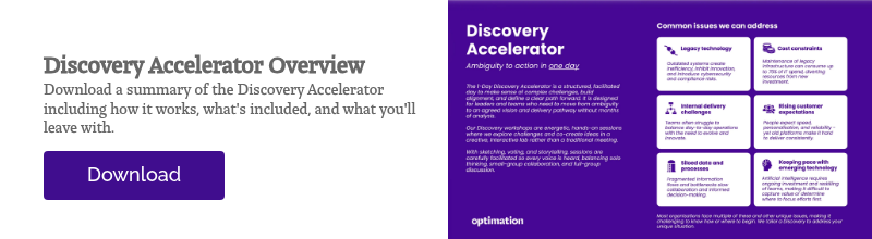 Discovery Accelerator Overview Download a summary of the Discovery Accelerator including how it works, what's included, and what you'll leave with.&nbsp; &nbsp;