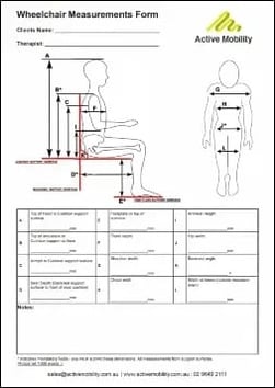 Wheelchair Measurements Form